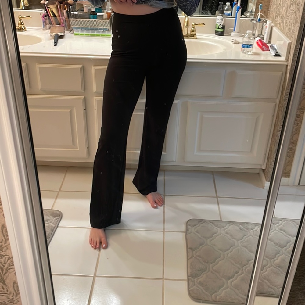 Black high waist elastic pants